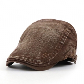 Menn Bomull Vasket Distressed Enkle Broderte Bokstaver Utendørs Uformell Beret Solhatt Flate Cap