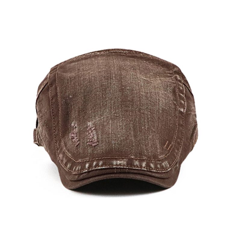 Menn Bomull Vasket Distressed Enkle Broderte Bokstaver Utendørs Uformell Beret Solhatt Flate Cap