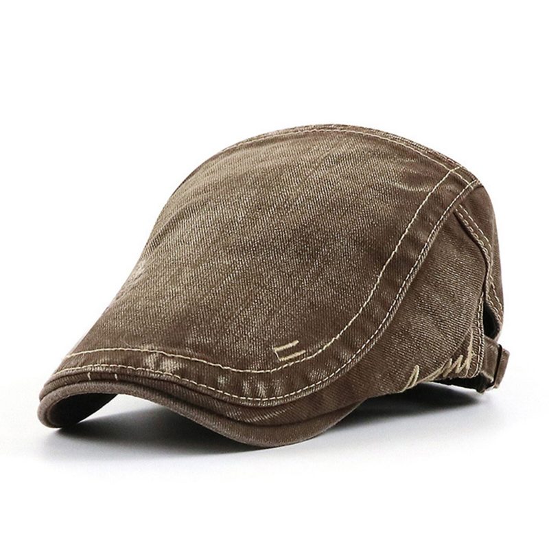 Menn Bomull Vasket Distressed Enkle Broderte Bokstaver Utendørs Uformell Beret Solhatt Flate Cap