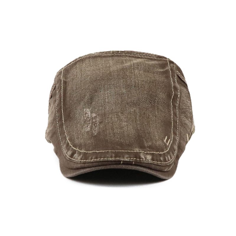 Menn Bomull Vasket Distressed Enkle Broderte Bokstaver Utendørs Uformell Beret Solhatt Flate Cap