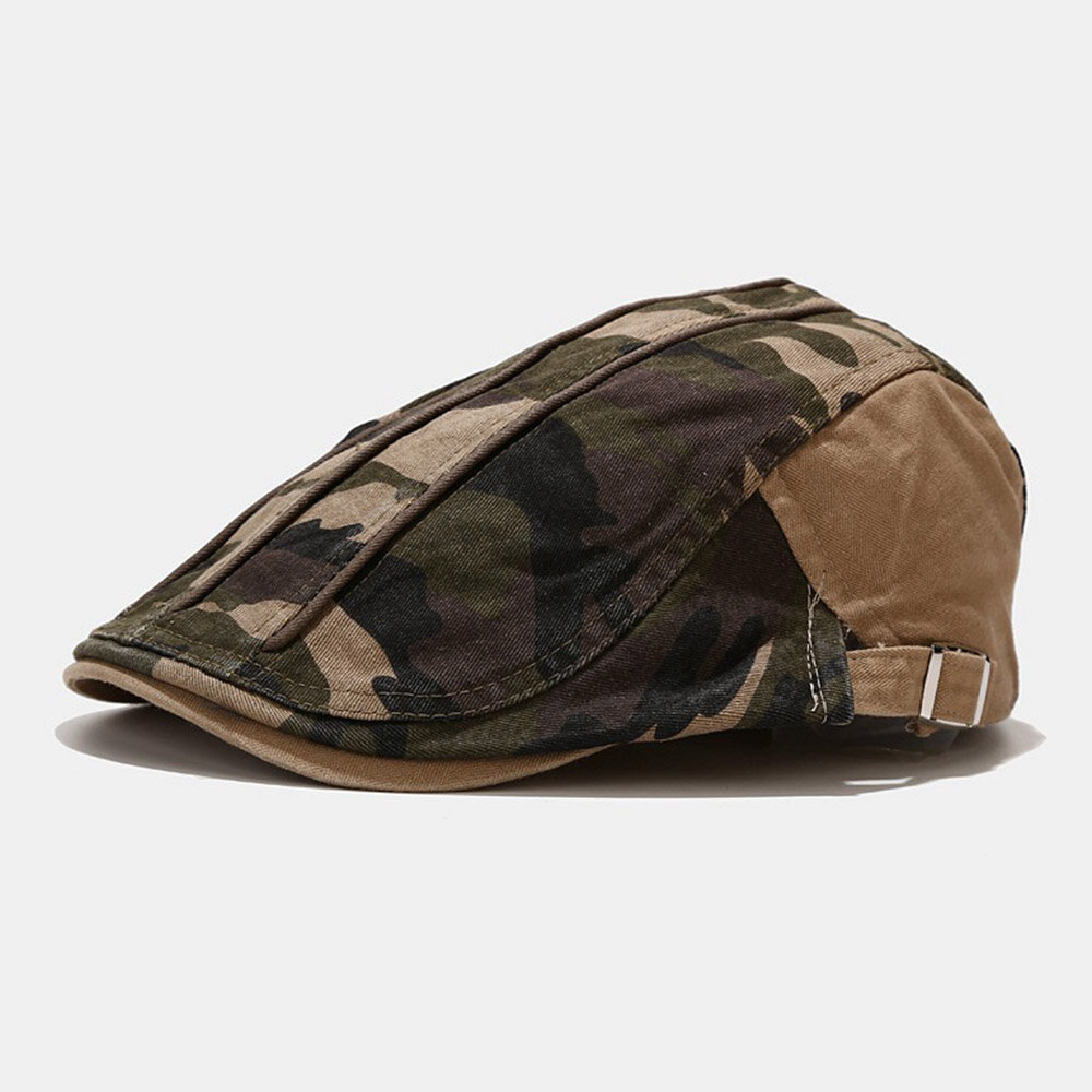 Menn Bomulls Beret Cap Camouflage Casual Sunshade Forward Hatter Flate Cap