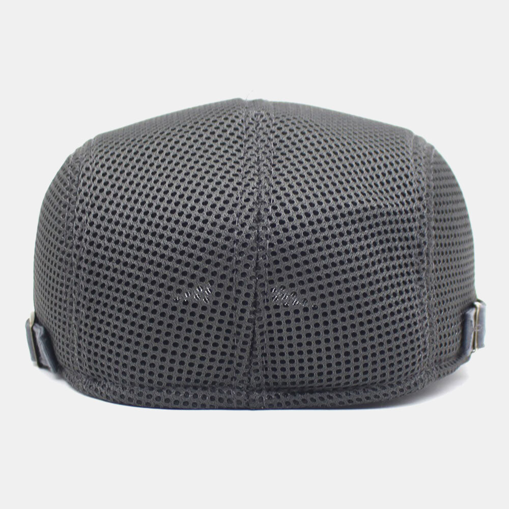 Menn Bomullsnetting Plaid Pustende Utendørs Solskjerm Forward Hatter Flate Cap Beret Cap