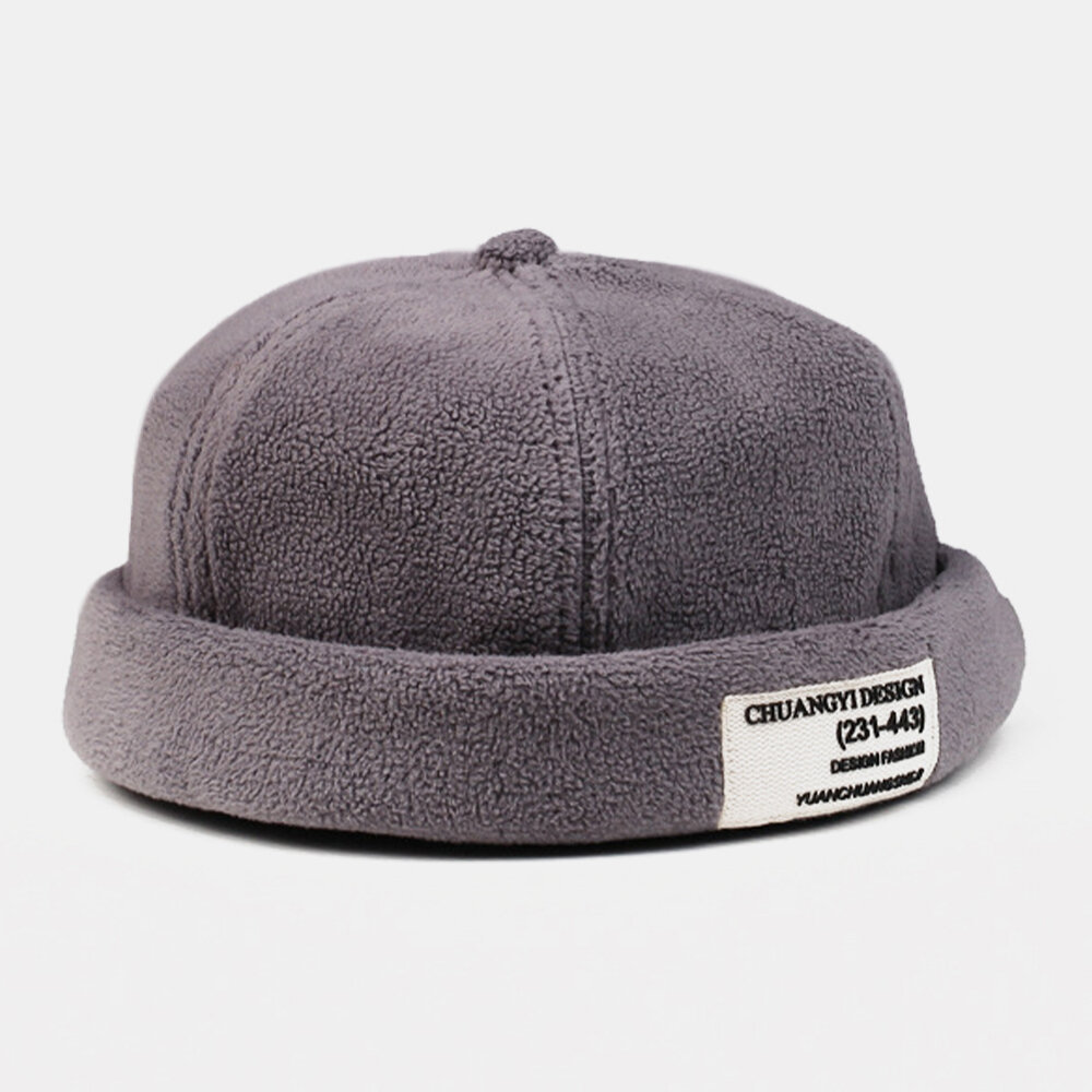 Menn Cashmere Ensfarget Letter Cloth Stick Crimping Justerbar Uformell Solskjerm Lue Utleier Cap Skull Cap