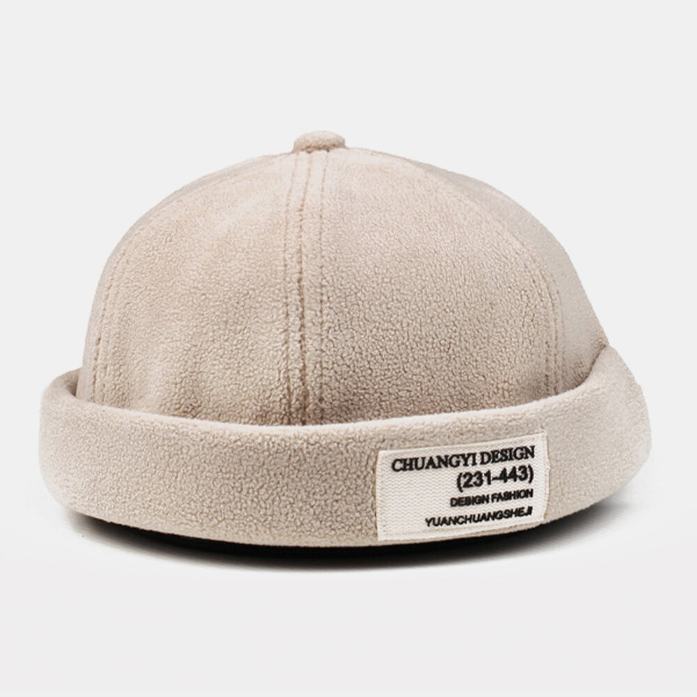 Menn Cashmere Ensfarget Letter Cloth Stick Crimping Justerbar Uformell Solskjerm Lue Utleier Cap Skull Cap