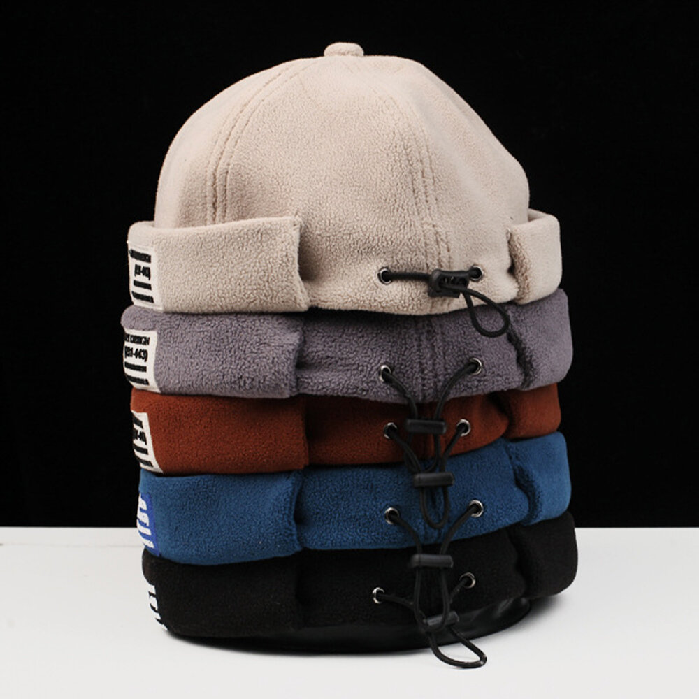 Menn Cashmere Ensfarget Letter Cloth Stick Crimping Justerbar Uformell Solskjerm Lue Utleier Cap Skull Cap