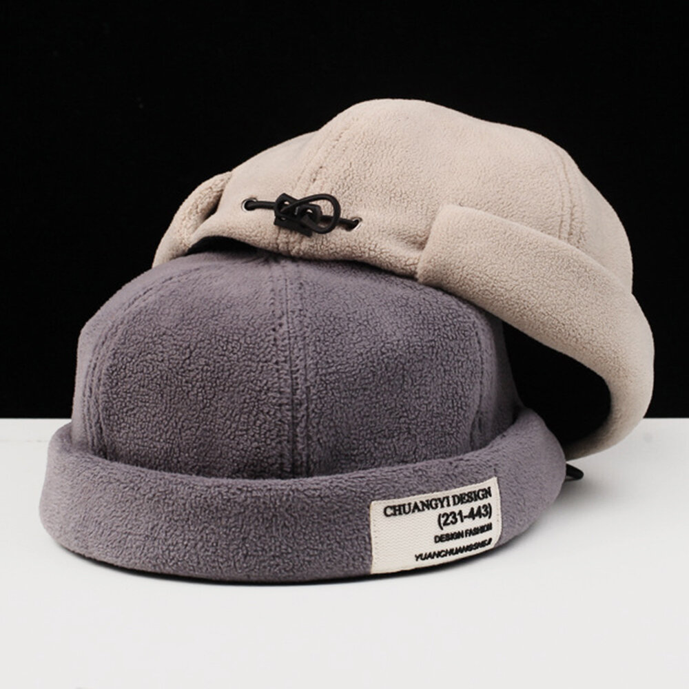 Menn Cashmere Ensfarget Letter Cloth Stick Crimping Justerbar Uformell Solskjerm Lue Utleier Cap Skull Cap