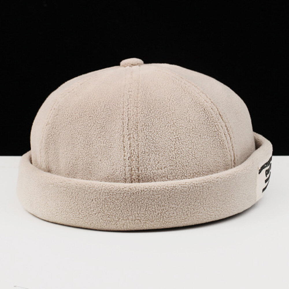 Menn Cashmere Ensfarget Letter Cloth Stick Crimping Justerbar Uformell Solskjerm Lue Utleier Cap Skull Cap