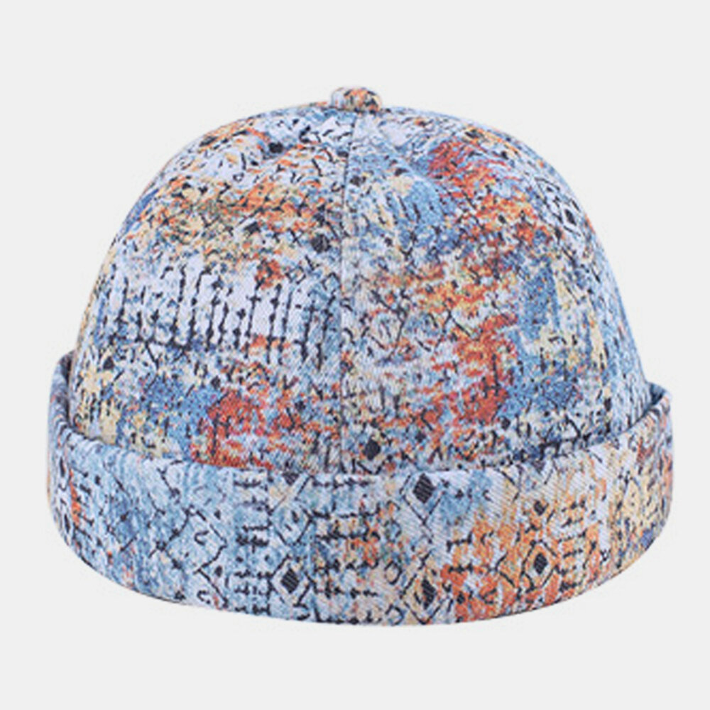 Menn Dame Bomull Fargerik Hip-hop Justerbar Solskjerm Tynn Landlord Cap Brimless Beanie Skull Cap