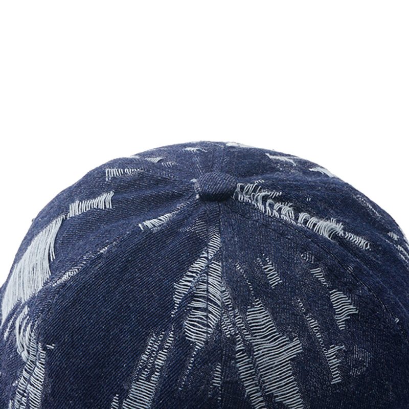 Menn Denim Distressed Ripped Trendy All-match Justerbar Brimless Beanie Landlord Caps Skull Caps