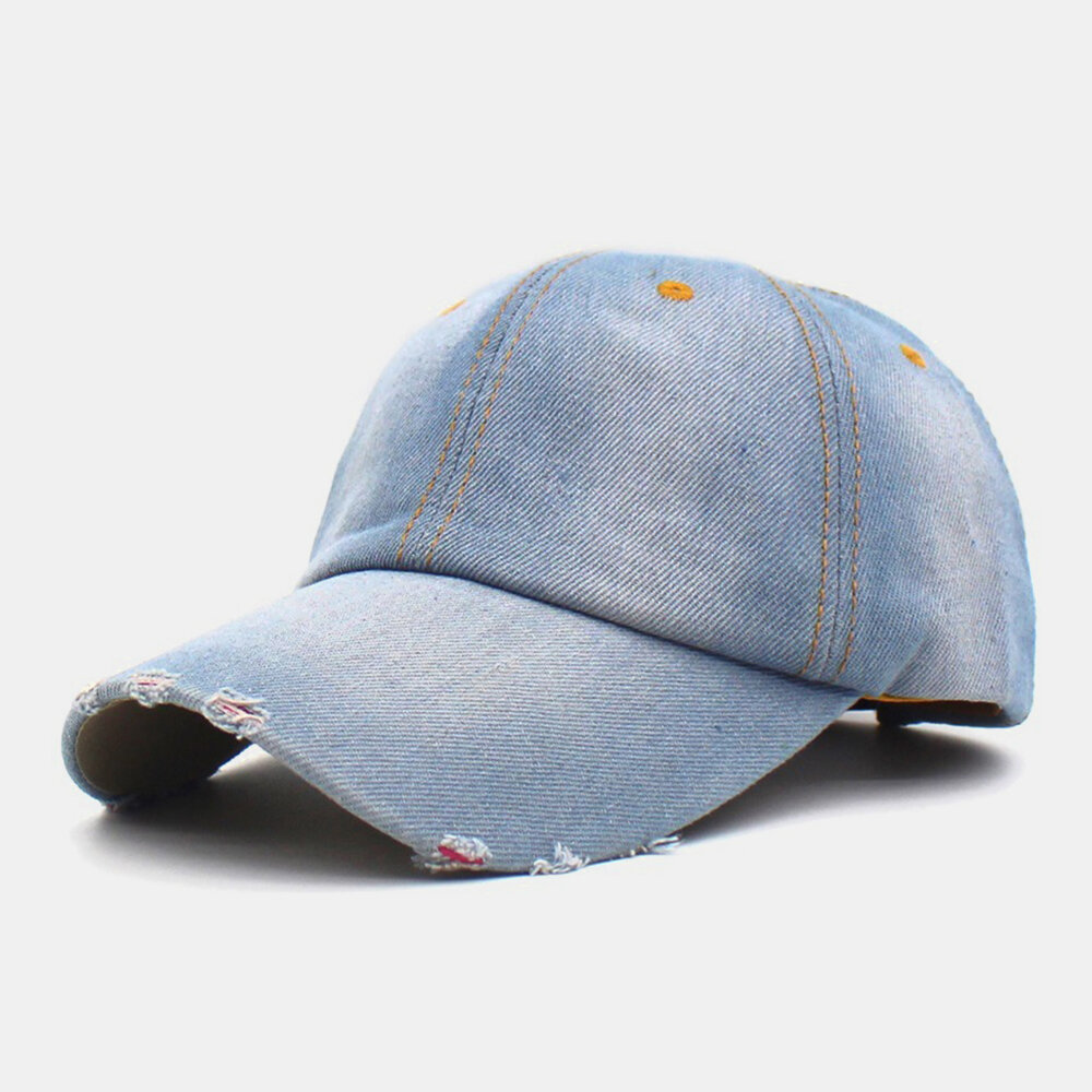 Menn Denim Ensfarget Hull Mote Street Sunshade Justerbar Baseballcap