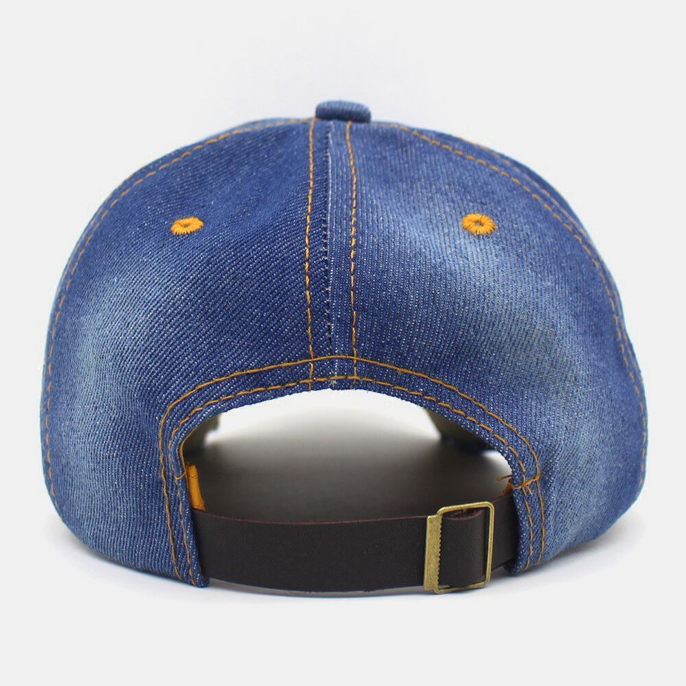 Menn Denim Ensfarget Hull Mote Street Sunshade Justerbar Baseballcap