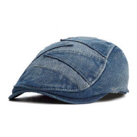 Menn Denim Pustende Solskjerm Kort Brems Uformell Vintage Forward Hatter Beret Flate Caps