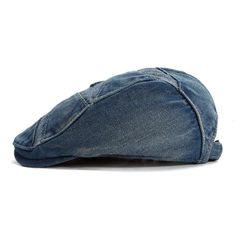 Menn Denim Pustende Solskjerm Kort Brems Uformell Vintage Forward Hatter Beret Flate Caps