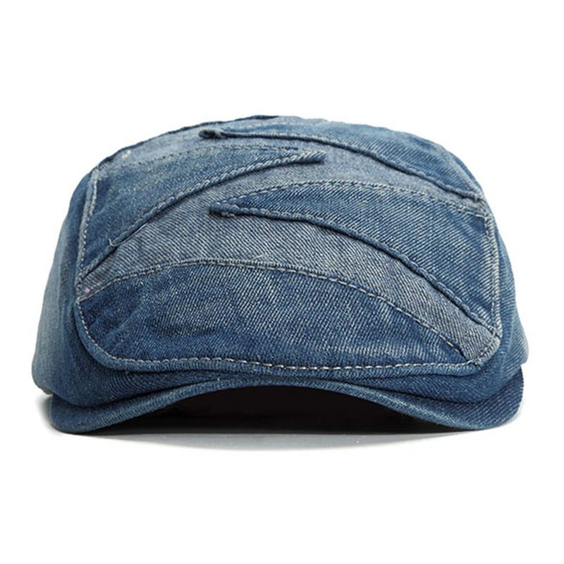 Menn Denim Pustende Solskjerm Kort Brems Uformell Vintage Forward Hatter Beret Flate Caps