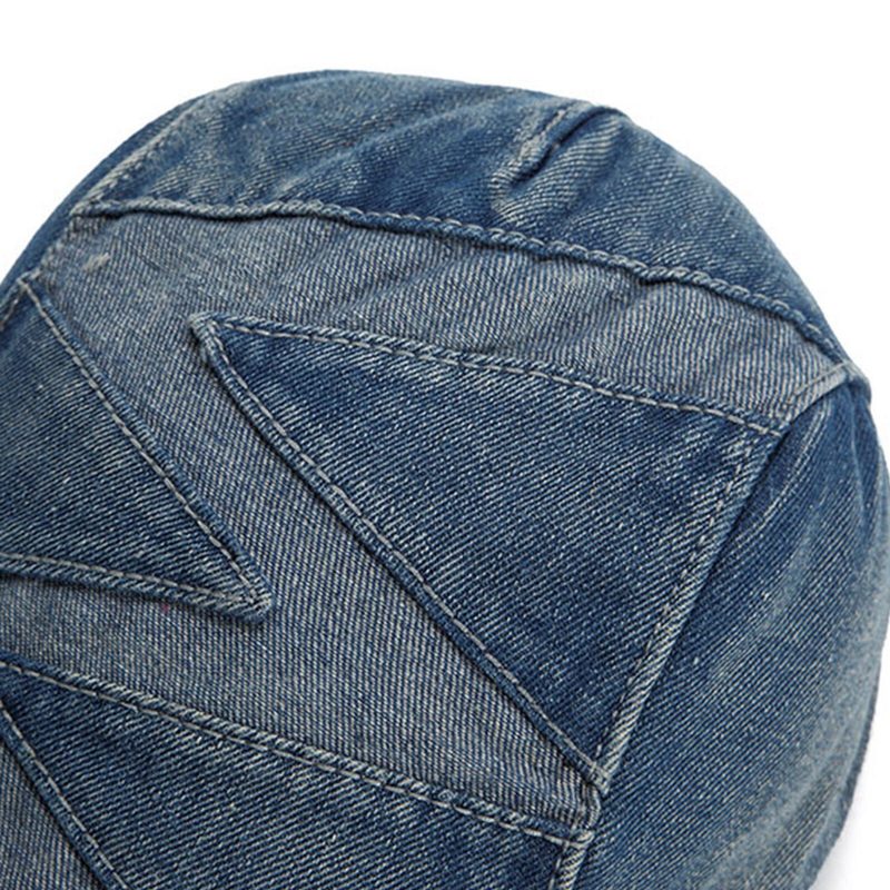 Menn Denim Pustende Solskjerm Kort Brems Uformell Vintage Forward Hatter Beret Flate Caps