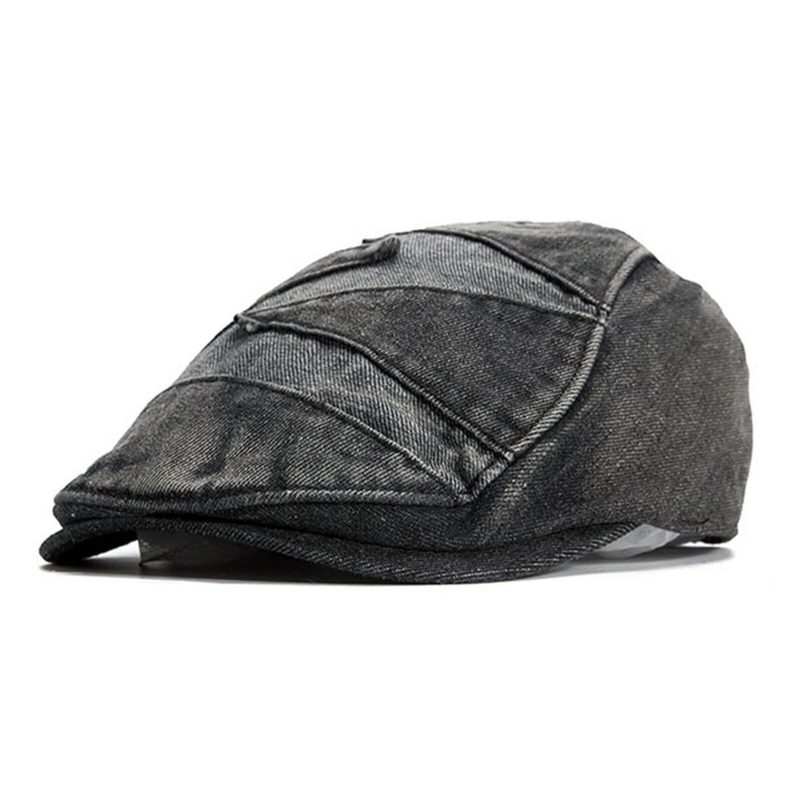 Menn Denim Pustende Solskjerm Kort Brems Uformell Vintage Forward Hatter Beret Flate Caps