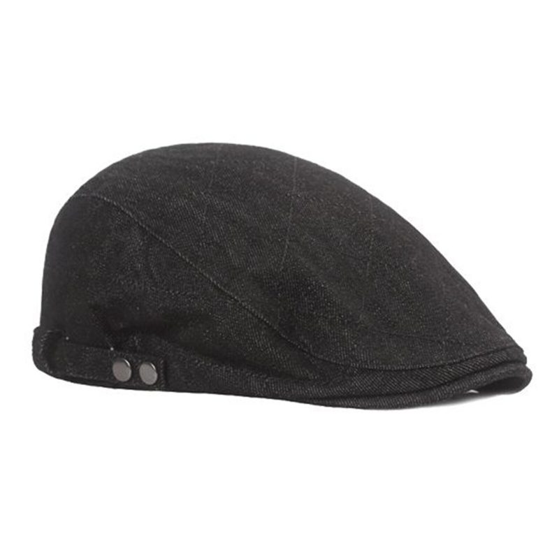 Menn Denim Rutete Mønster Solskjerm Kort Bremmet Uformell Vintage Fremre Hatter Beret Flate Caps