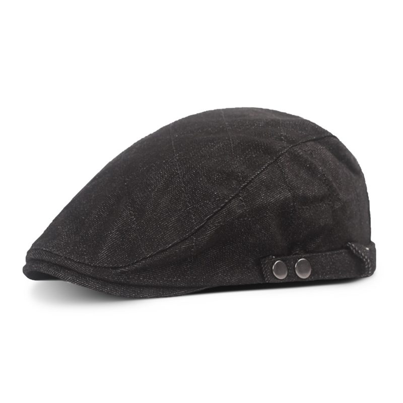 Menn Denim Rutete Mønster Solskjerm Kort Bremmet Uformell Vintage Fremre Hatter Beret Flate Caps