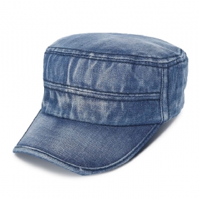 Menn Denim Utendørs Solskjerm Justerbar Uformell Vintage Militær Caps Flate Hats