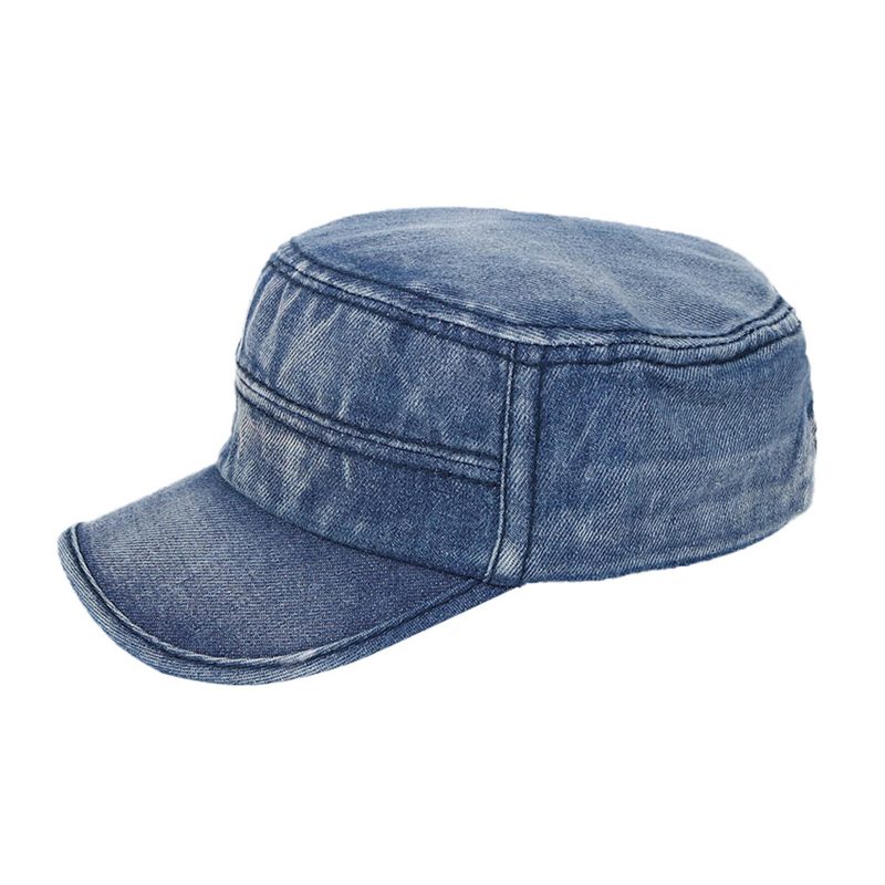 Menn Denim Utendørs Solskjerm Justerbar Uformell Vintage Militær Caps Flate Hats