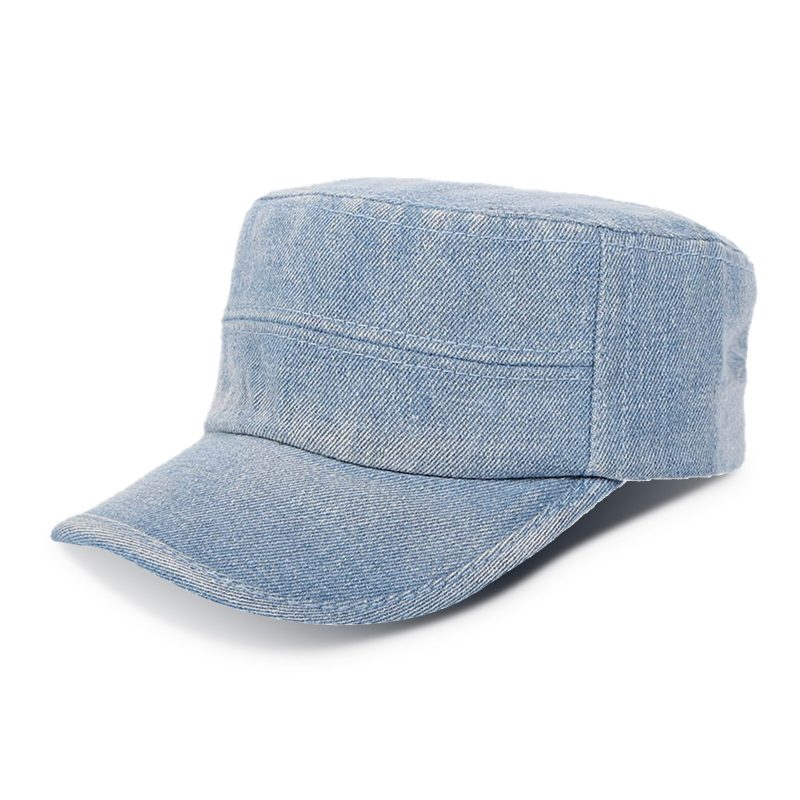 Menn Denim Utendørs Solskjerm Justerbar Uformell Vintage Militær Caps Flate Hats