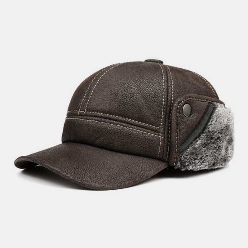 Menn Dobbel-bruk Ørebeskyttelse Eversion Øreklokker Baseball Cap Kort Bremset Vinter Pluss Velvet Thicken Warm Hat