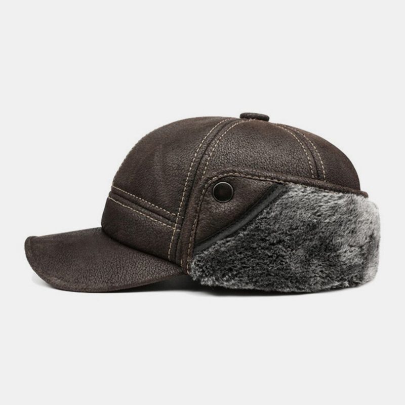 Menn Dobbel-bruk Ørebeskyttelse Eversion Øreklokker Baseball Cap Kort Bremset Vinter Pluss Velvet Thicken Warm Hat