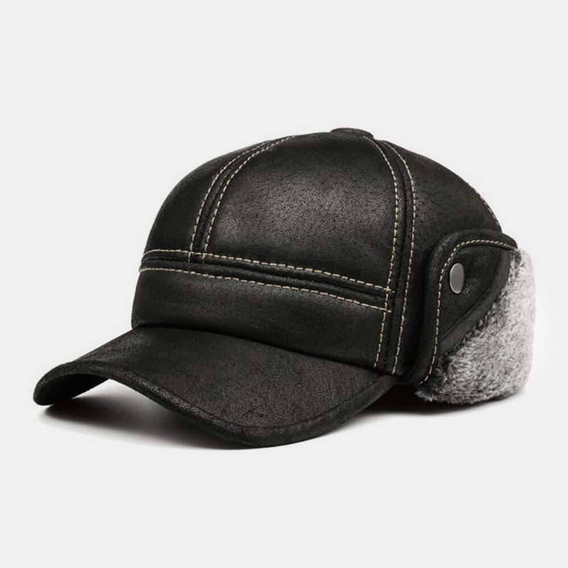 Menn Dobbel-bruk Ørebeskyttelse Eversion Øreklokker Baseball Cap Kort Bremset Vinter Pluss Velvet Thicken Warm Hat