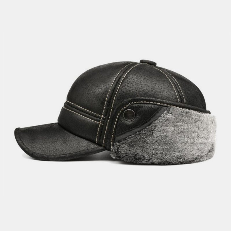 Menn Dobbel-bruk Ørebeskyttelse Eversion Øreklokker Baseball Cap Kort Bremset Vinter Pluss Velvet Thicken Warm Hat