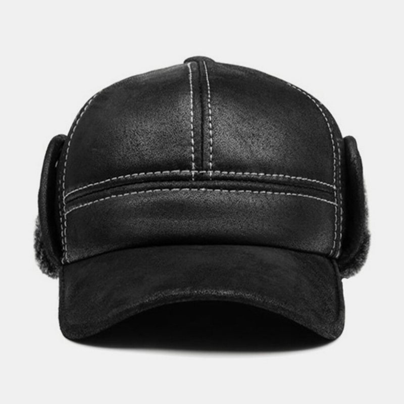 Menn Dobbel-bruk Ørebeskyttelse Eversion Øreklokker Baseball Cap Kort Bremset Vinter Pluss Velvet Thicken Warm Hat