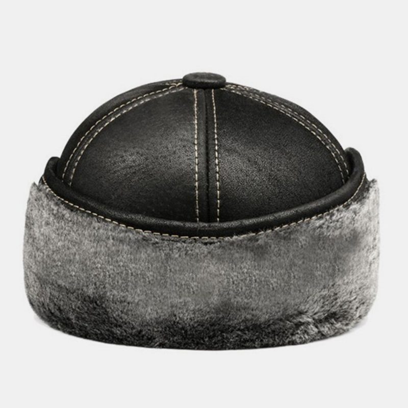 Menn Dobbel-bruk Ørebeskyttelse Eversion Øreklokker Baseball Cap Kort Bremset Vinter Pluss Velvet Thicken Warm Hat