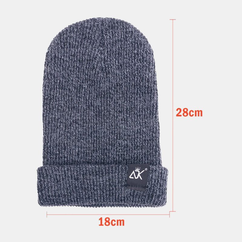 Menn Dome Stripet Strikket Baotou Cap Utendørs Høst Vinter Ørebeskyttelse Pure Color Beanie Skull Hat