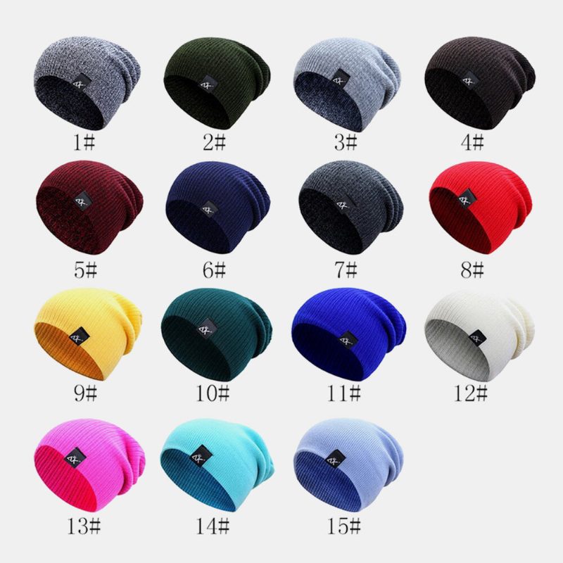 Menn Dome Stripet Strikket Baotou Cap Utendørs Høst Vinter Ørebeskyttelse Pure Color Beanie Skull Hat