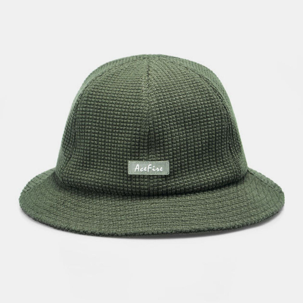 Menn Ensfarget Letter Patch Retro Street Sunshade Bucket Hat