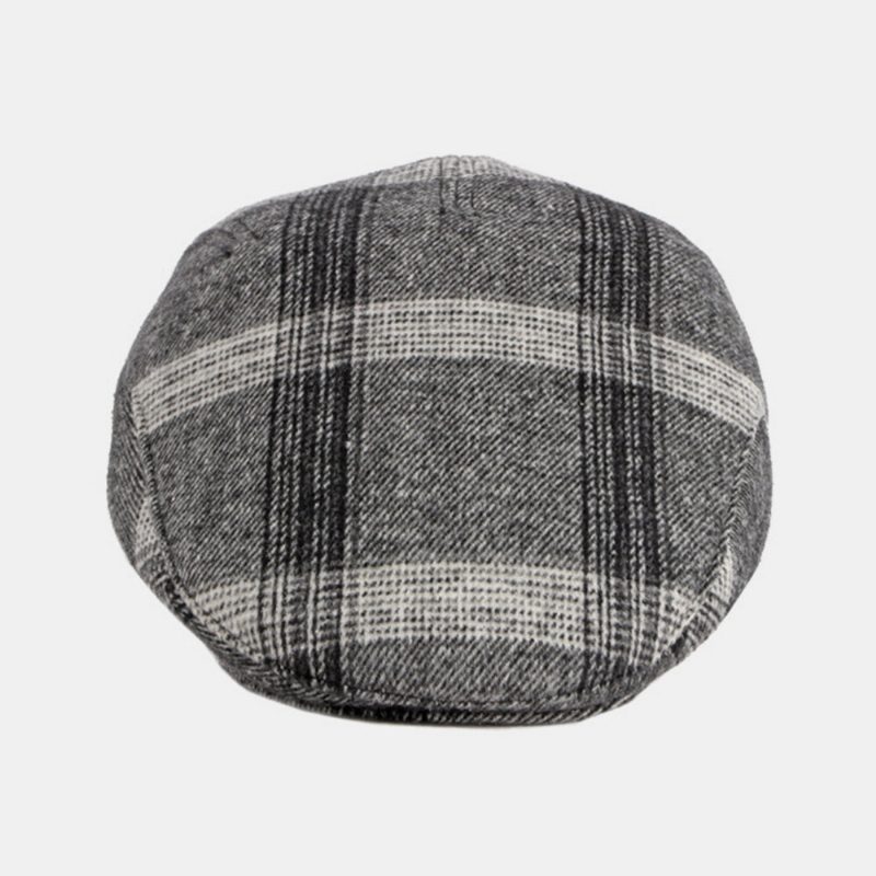 Menn Justerbar Elastisk Band Design Beret Cap Britisk Retro Middelaldrende Og Eldre Vinter Ørebeskyttelse Øreklokker Fremover Hatt