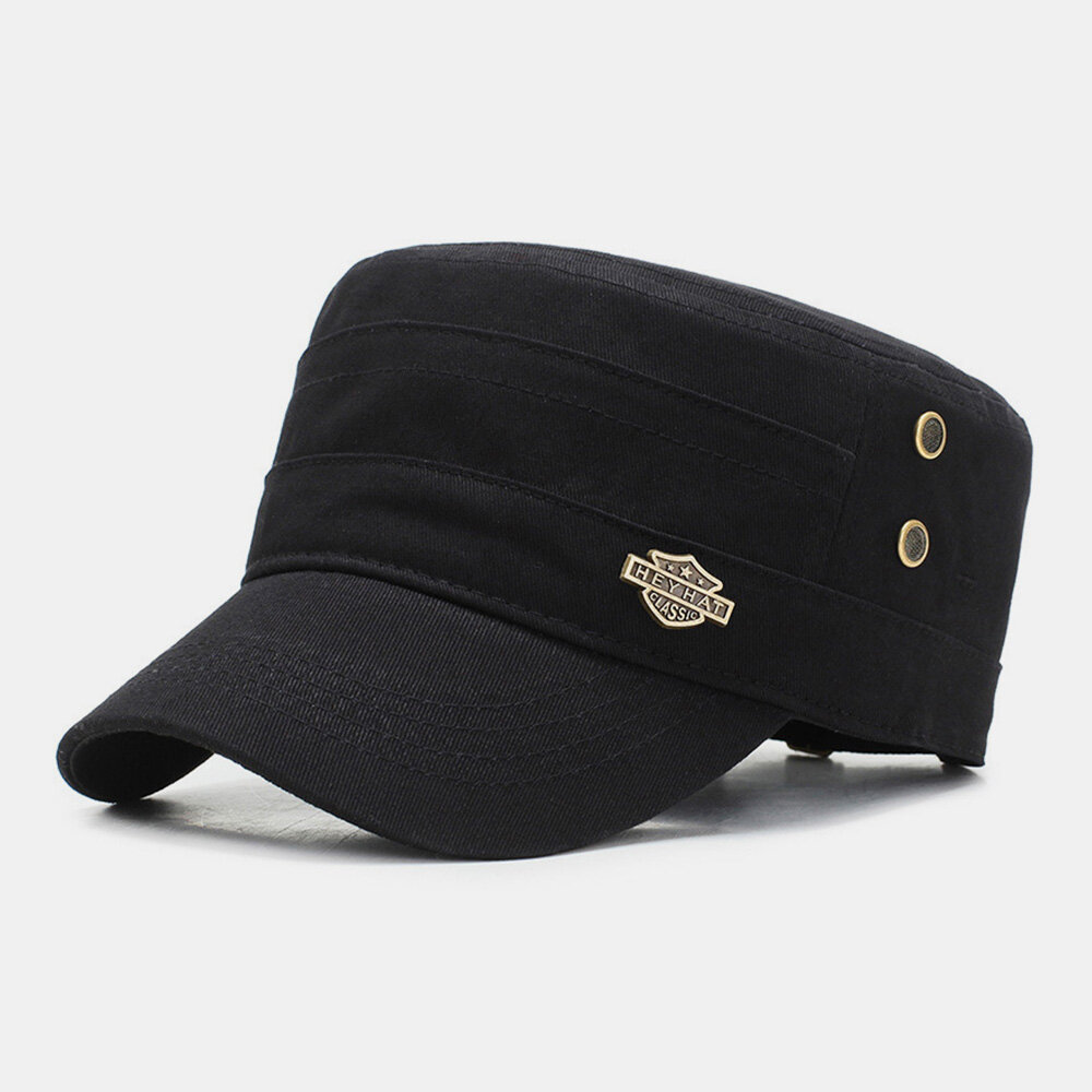 Menn Justerbar Pustende Hull Design Militær Cap Utendørs Reise Solskjerm Cadet Hatter Flate Cap