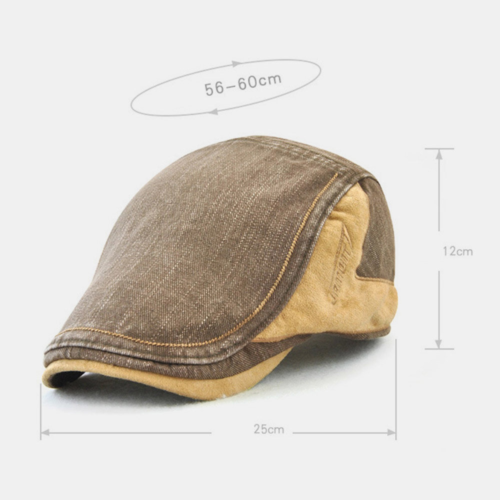 Menn Kontrastfarge Beret Cap Retro Uformell Justerbar Flate Caps Ivy Cap Forward Cap