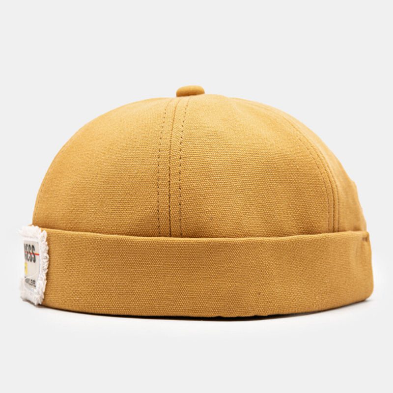 Menn Landeier Cap Polyester Bomull Bokstaver Mønster Raw-edge Etikett Utendørs Solskjerm Brimless Beanie Skull Cap