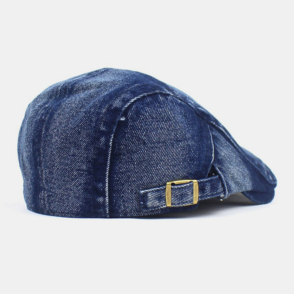 Menn Made Gammel Denim Solid Retro Casual Solskjerm Forward Hatter Beret Hatter Flate Hat