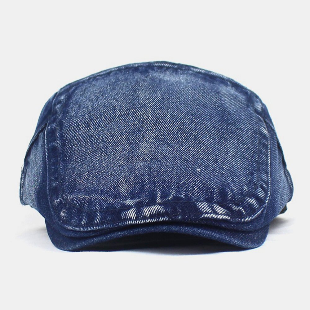 Menn Made Gammel Denim Solid Retro Casual Solskjerm Forward Hatter Beret Hatter Flate Hat