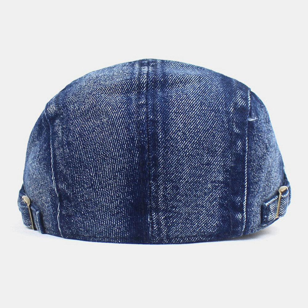 Menn Made Gammel Denim Solid Retro Casual Solskjerm Forward Hatter Beret Hatter Flate Hat