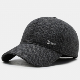 Menn Metal Label Høst Vinter Tykk Varm Baseball Cap Utendørs Ørebeskyttelse Vindtett Kul Beskyttelse Peaked Cap