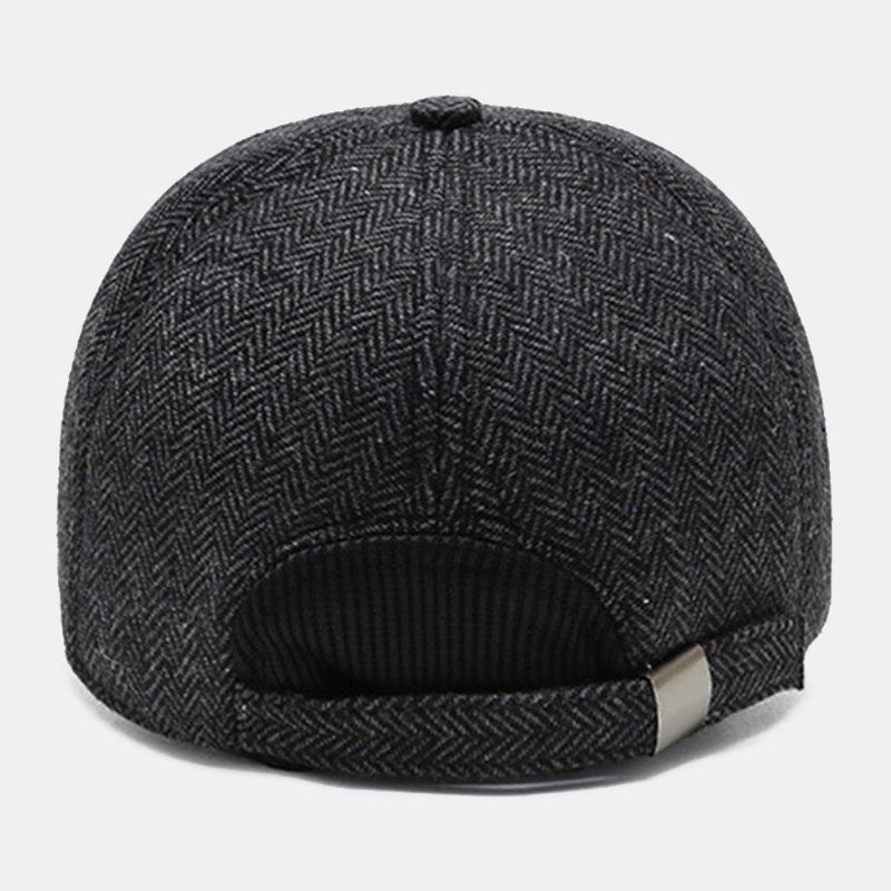 Menn Metal Label Høst Vinter Tykk Varm Baseball Cap Utendørs Ørebeskyttelse Vindtett Kul Beskyttelse Peaked Cap