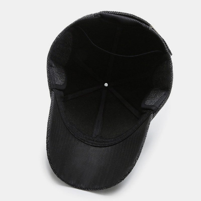 Menn Metal Label Høst Vinter Tykk Varm Baseball Cap Utendørs Ørebeskyttelse Vindtett Kul Beskyttelse Peaked Cap