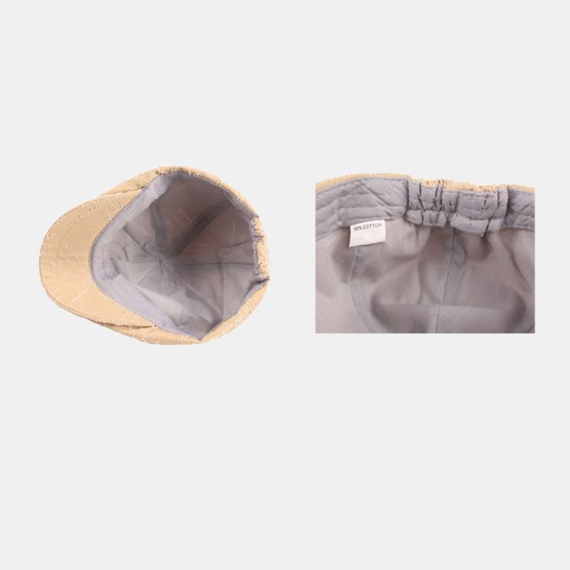 Menn Newsboy Cap Bomull Distressed Solid Broken Hole Vintage Casual Octagonal Cap Beret Flate Cap