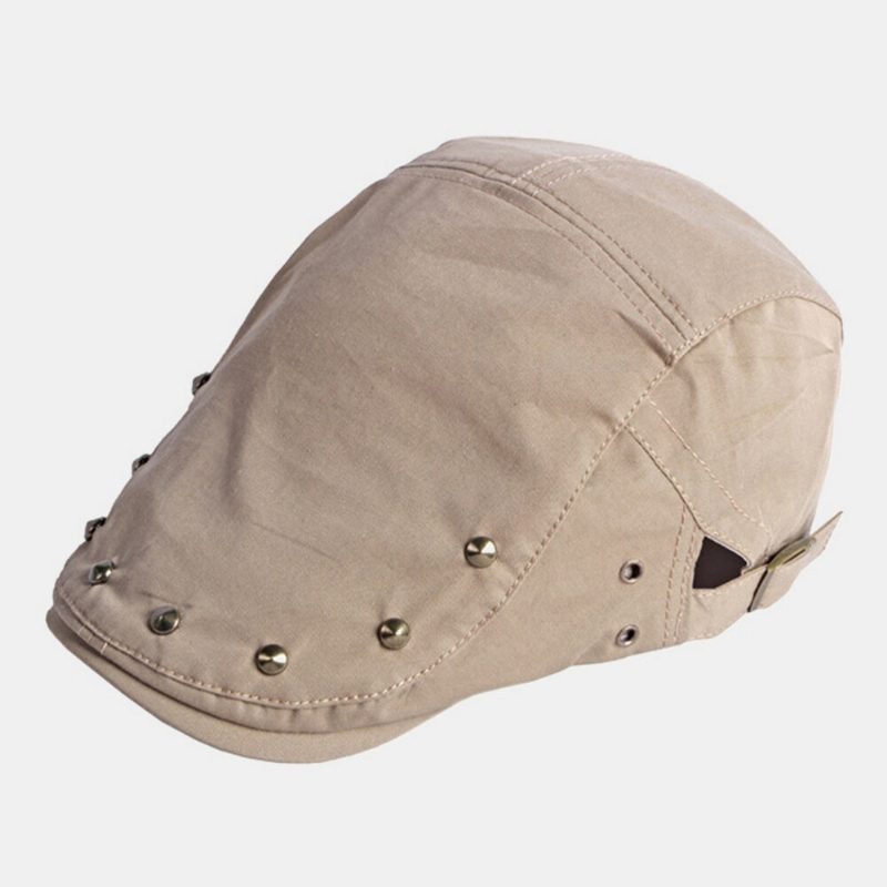 Menn Newsboy Cap Polyester Bomull Ensfarget Nagle Dekorativ Solskjerm Uformell Forward Hatter Beret Flate Cap