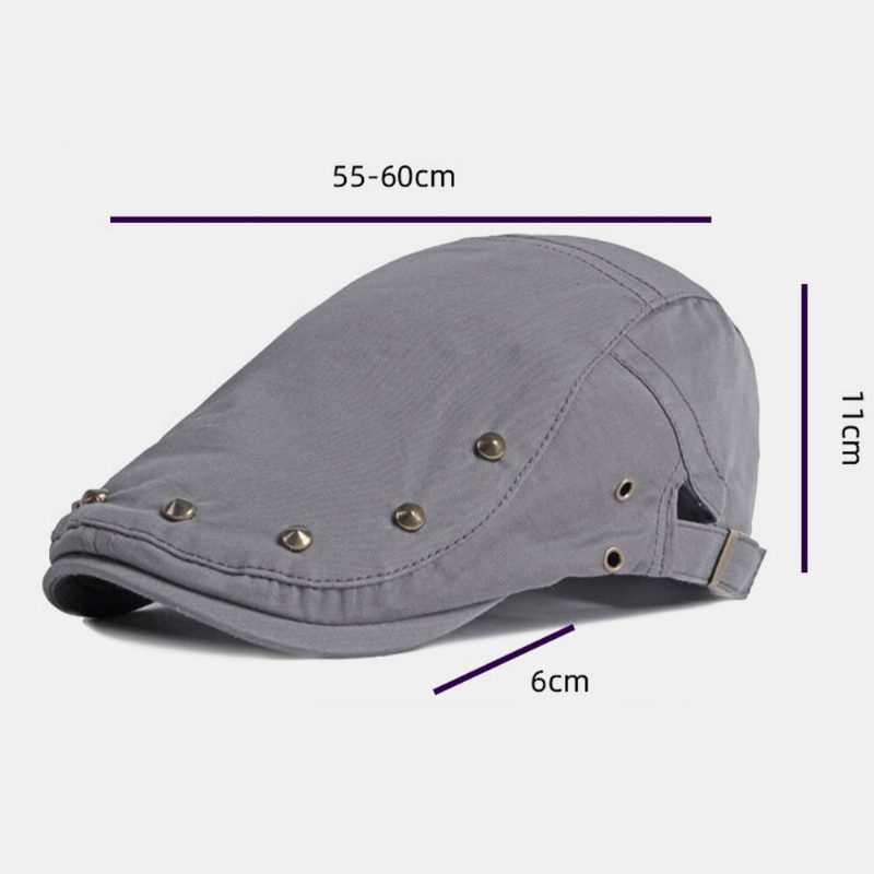 Menn Newsboy Cap Polyester Bomull Ensfarget Nagle Dekorativ Solskjerm Uformell Forward Hatter Beret Flate Cap