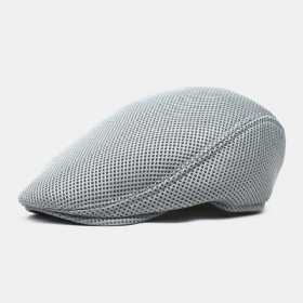 Menn Newsboy Cap Polyester Mesh Klut Ensfarget Elastisk Justerbar Utendørs Pustende Solskjerm Forward Hatter Beret Flate Cap