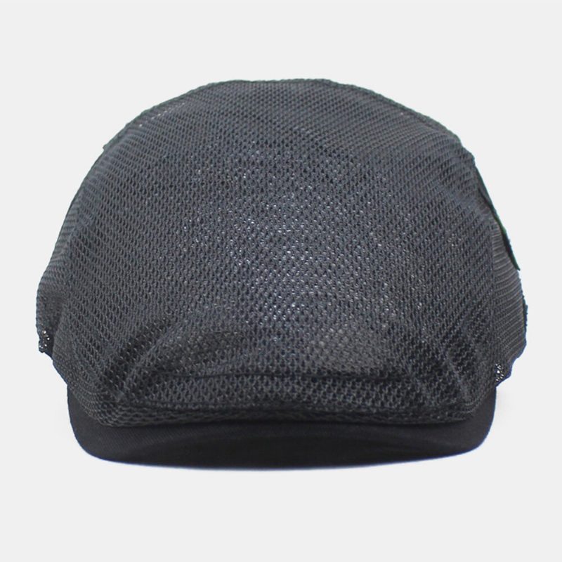 Menn Newsboy Cap Polyester Mesh Letters Patch Uformell Tynn Lys Justerbar Utendørs Pustende Solskjerming Fremover Hatt Beret Flate Cap