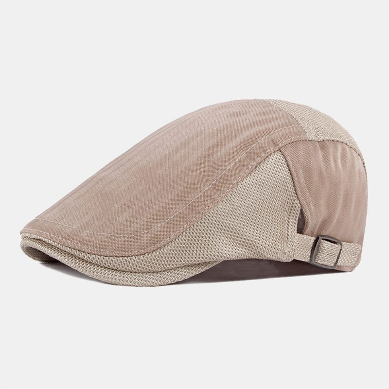 Menn Newsboy Cap Vertikale Striper Polyester Mesh Patchwork Justerbar Utendørs Pustende Solskjerm Forward Hatter Beret Flate Cap